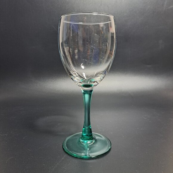Clear Glass Goblet With Green Stem - Picture 1 of 8